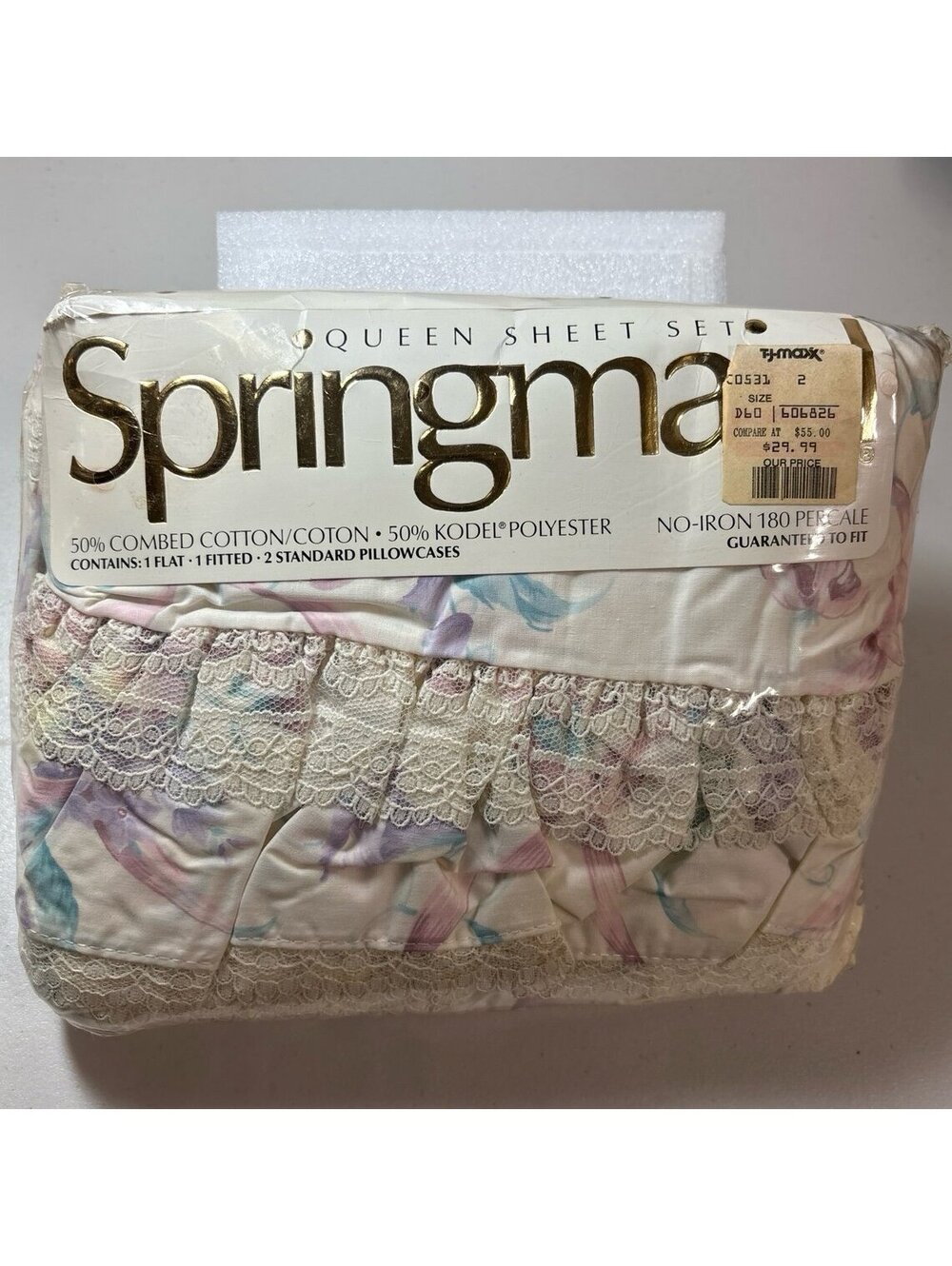 Vintage Springmaid Queen Sheet Set Fragrant Memories Lynn Hollyn Lilac Sealed